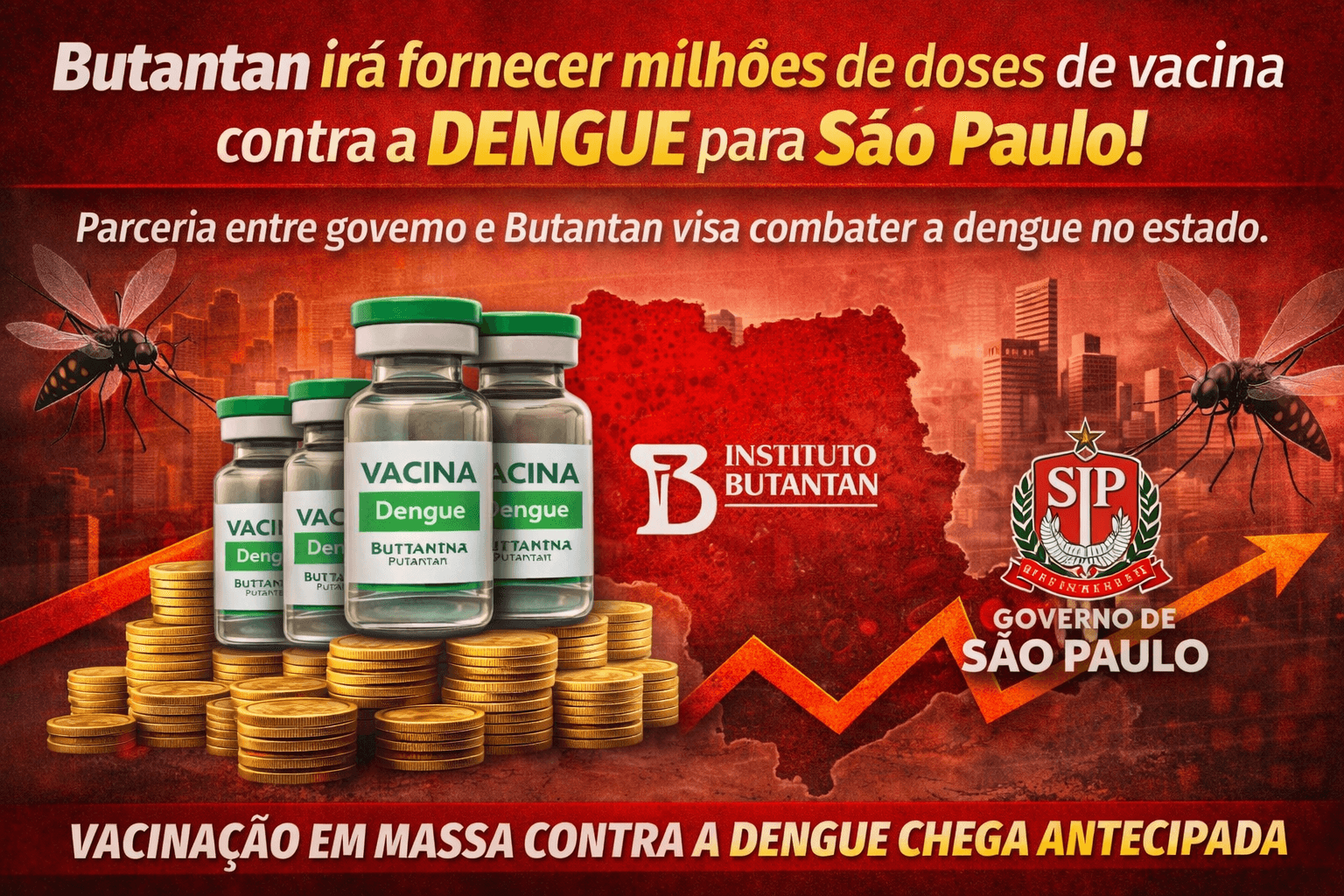 Vacina contra a dengue chega mais cedo a São Paulo com milhões de doses do Butantan