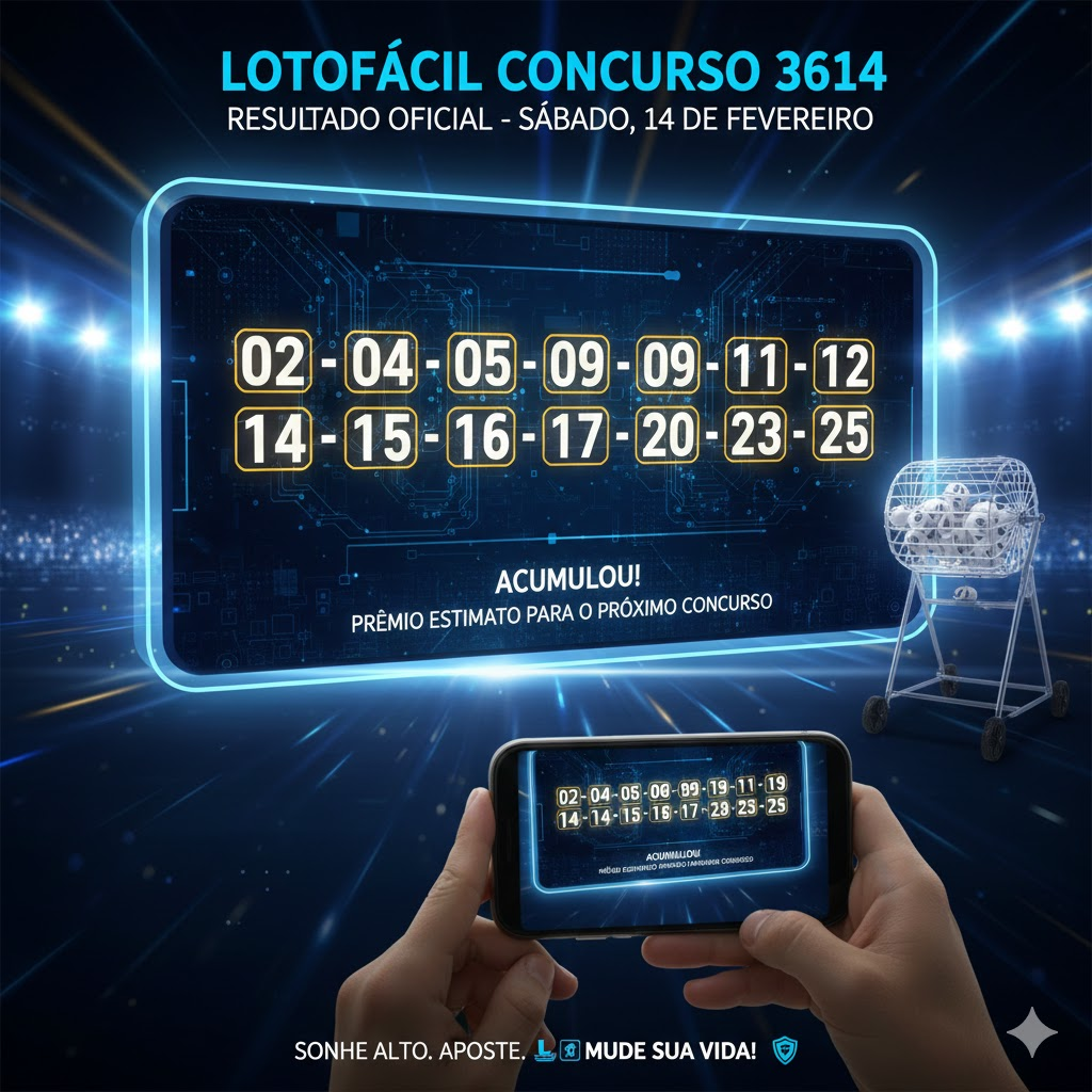 Sorteio da Lotofácil de hoje revela números vencedores e ganhadores do concurso 3614