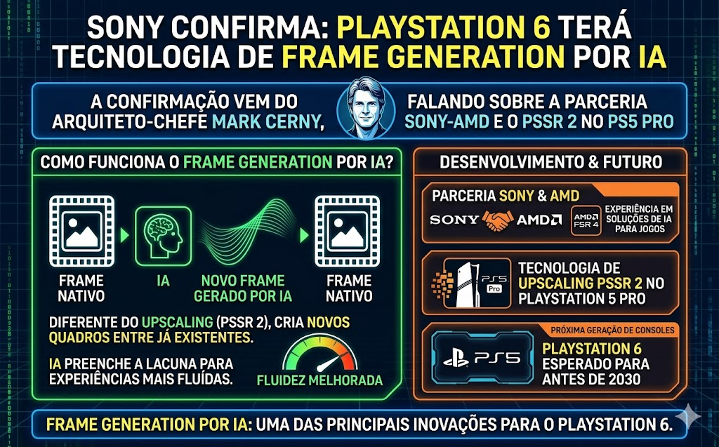 A Sony confirmou que o PlayStation 6 terá tecnologia de frame generation por IA
