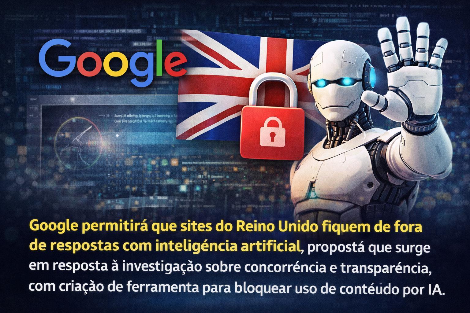 Google libera opção para sites britânicos se eximirem de respostas automatizadas