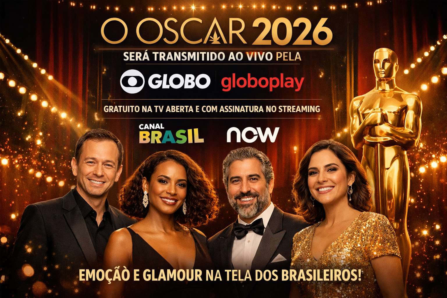 Oscar 2026 ao Vivo Na Sua Tela Como Assistir gratuitamente na TV e Internet