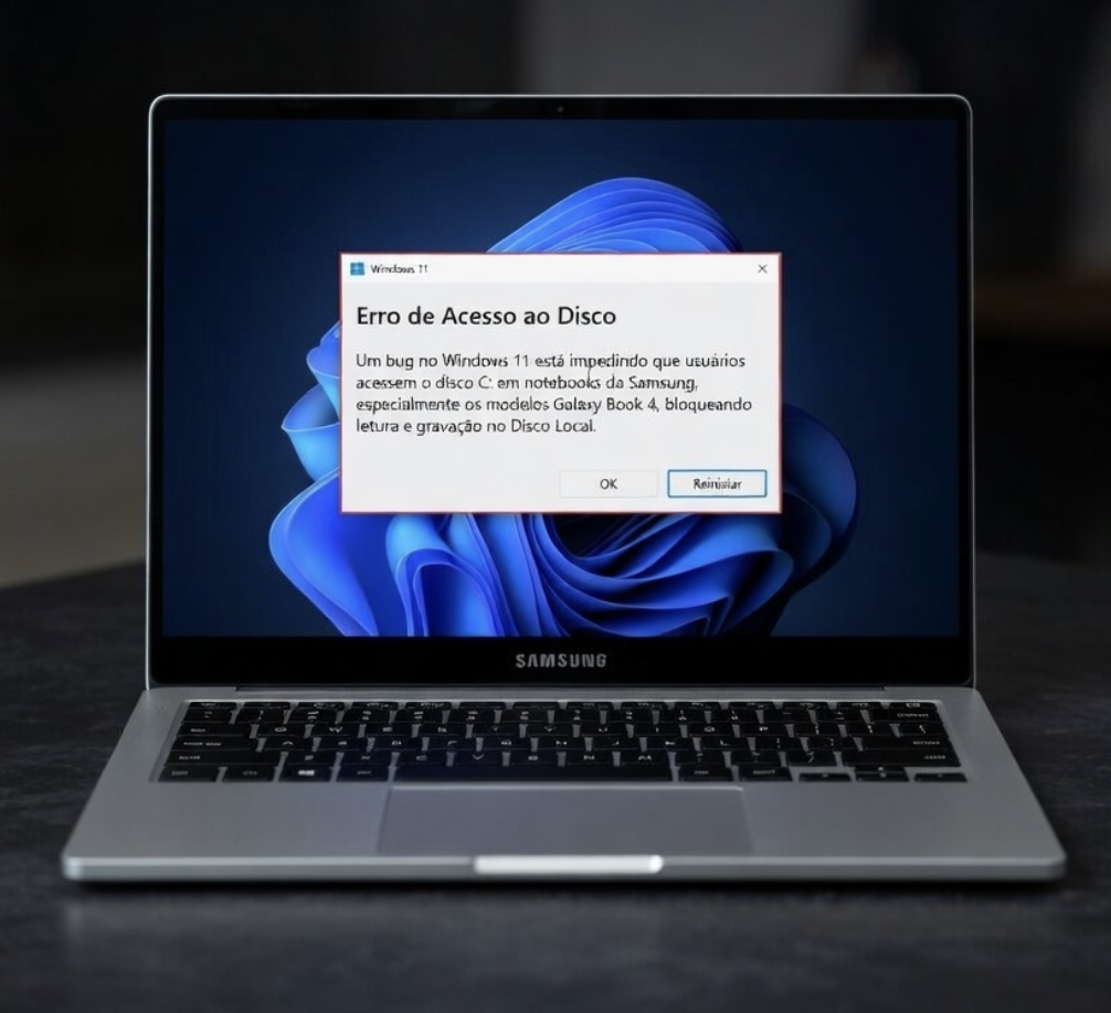 Windows 11 trava notebooks da Samsung com bug no disco C
