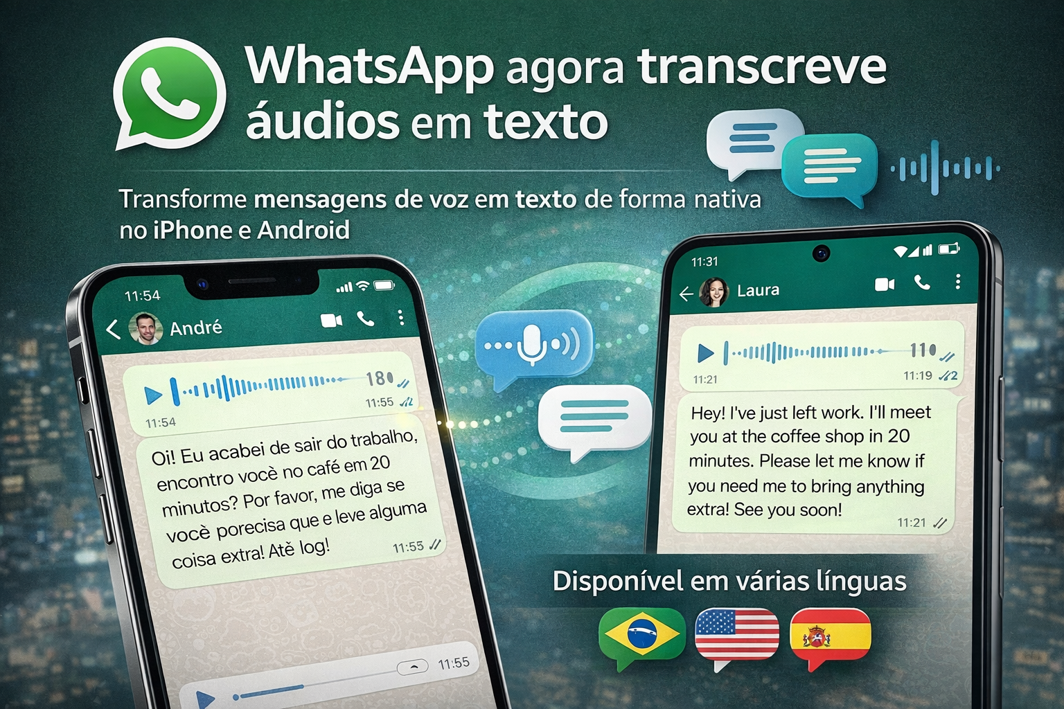 WhatsApp Libera Transcrição de Áudios para Todos os Usuários de iPhone e Android