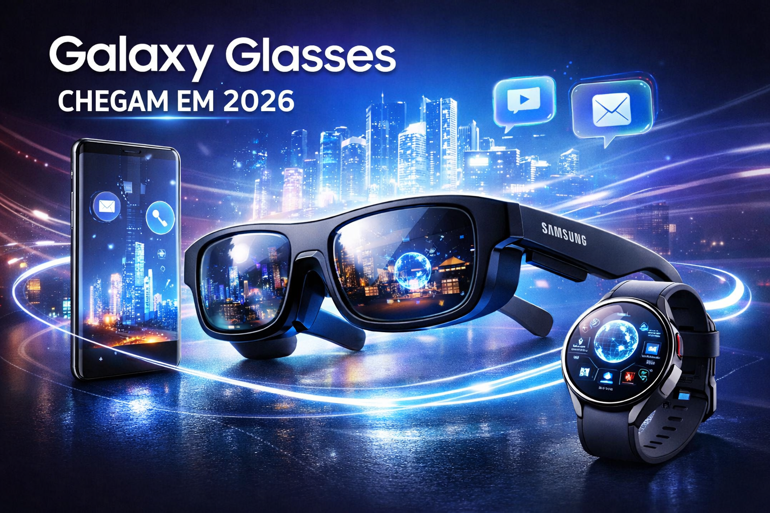 Samsung Revela Óculos Inteligentes de Realidade Aumentada para 2026 com Conexão Total com Dispositivos da Marca